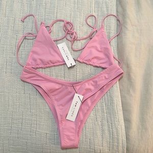 NWT tan + lines pink bikini